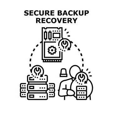 Data backup and secure recovery process using technology 스톡 일러스트