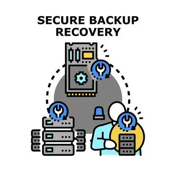 Data backup and secure recovery process using technology Stock Illustration