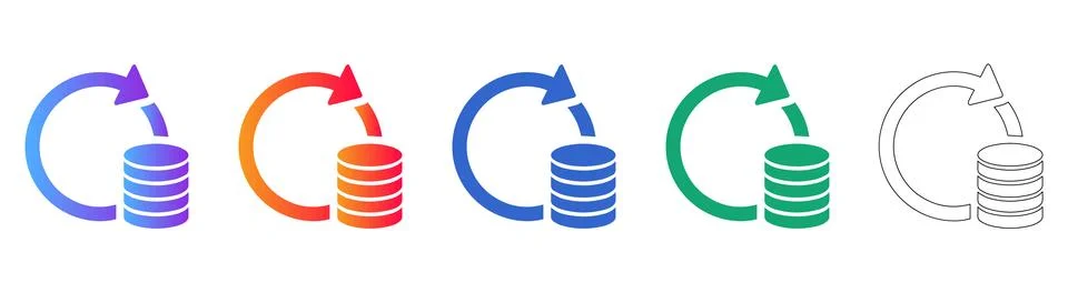 Data Backup and Synchronization Icon Set 库存插图