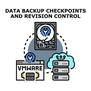 Data backup checkpoints and revision control concept Stock Illustration