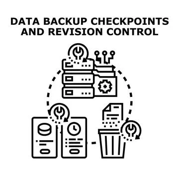 Data backup checkpoints and revision control system Illustrazione stock