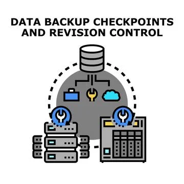 Data backup checkpoints and revision control system Stock Illustration