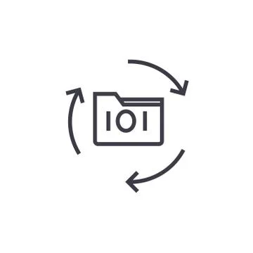 Data backup concept vector thin line icon, symbol, sign, illustration on 스톡 일러스트