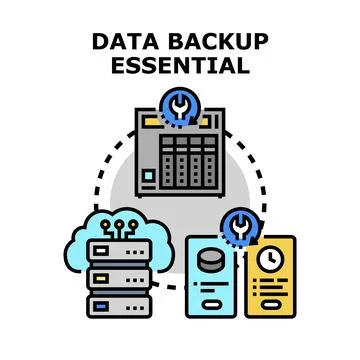 Data backup essential managing digital information storage Stock Illustration