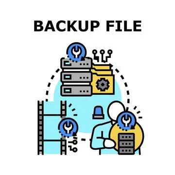 Data backup file management and cloud storage concept Illustrazione stock