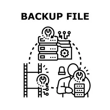Data backup file management and cloud storage concept Stockillustratie