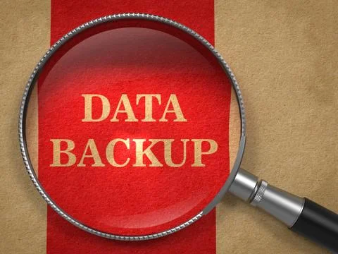 Data Backup Glass on Old Paper. Stock Illustration
