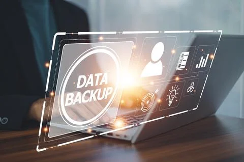 Data backup management concept, Online digital data storage and connection .. Stock Photos