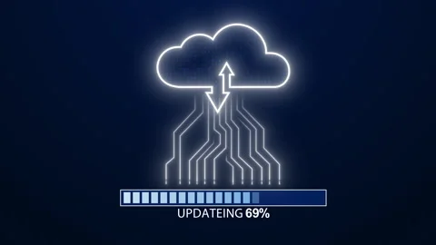 Data backup process shows cloud icon with progress bar Stock Footage 348261584