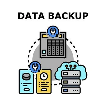Data backup protecting system information security concept Stock Illustration