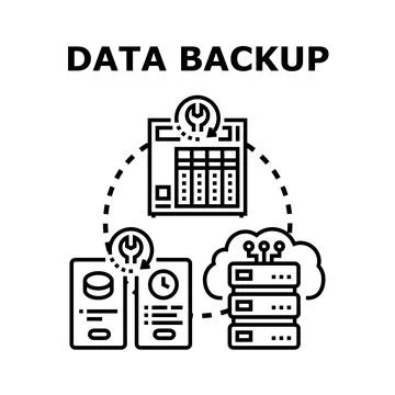 Data backup protecting system information security concept Illustrazione stock