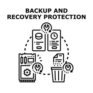 Data backup recovery protection system concept 스톡 일러스트