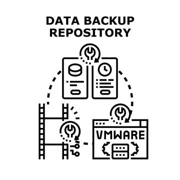 Data backup repository maintaining virtual management system Stock Illustration