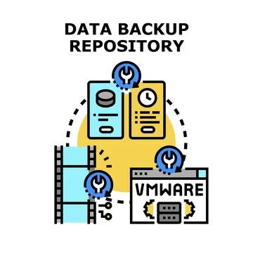 Data backup repository maintaining virtual management system Stock Illustration