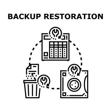 Data backup restoration process for digital recovery Stock Illustration