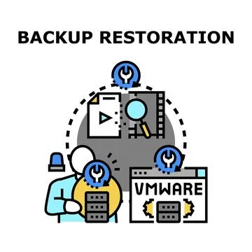 Data backup restoration software system process Illustrazione stock