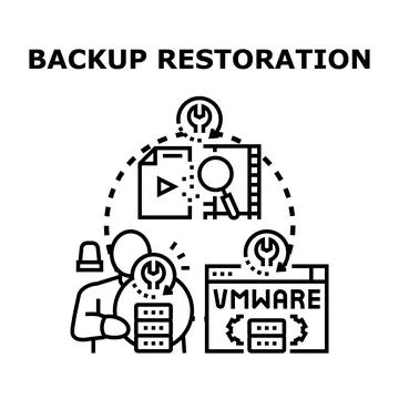 Data backup restoration software system process Stock Illustration
