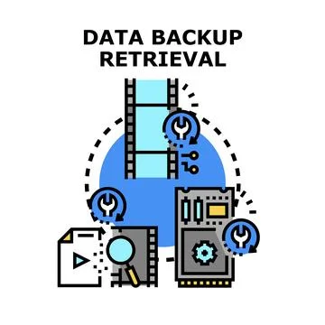 Data backup retrieval process restoring digital information Stock Illustration