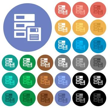 Data backup round flat multi colored icons Stockillustratie