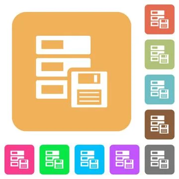 Data backup rounded square flat icons 스톡 일러스트