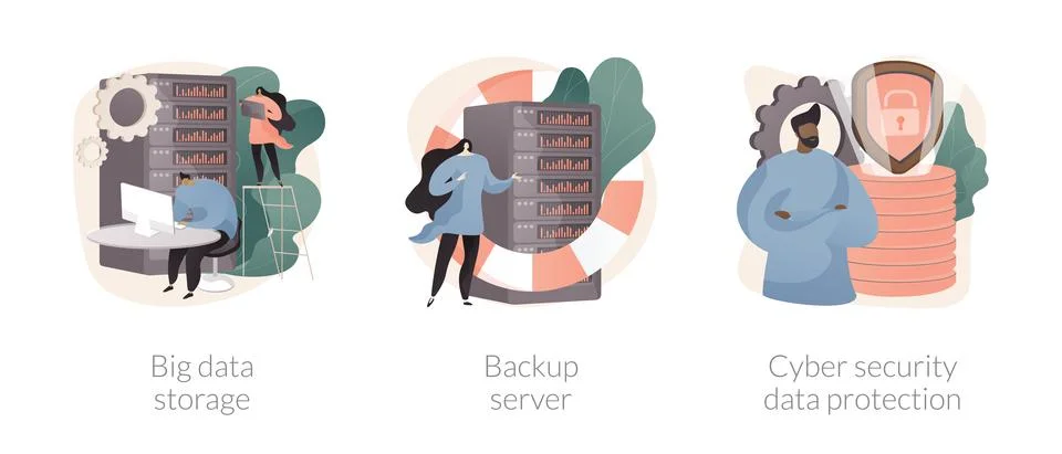 Data backup software abstract concept vector illustrations. Stock Illustration