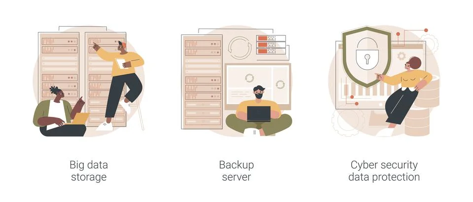 Data backup software abstract concept vector illustrations. 库存插图
