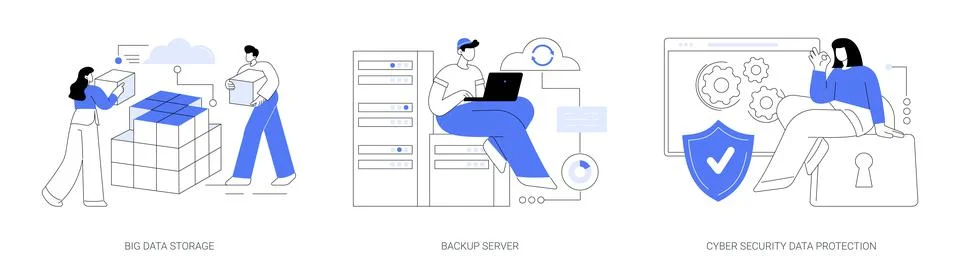 Data backup software abstract concept vector illustrations. Stock Illustration