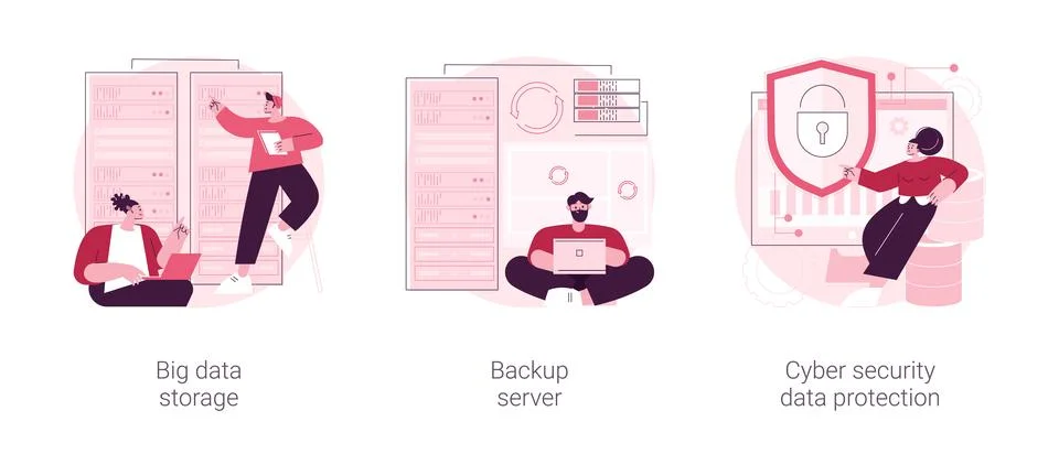 Data backup software abstract concept vector illustrations. 库存插图