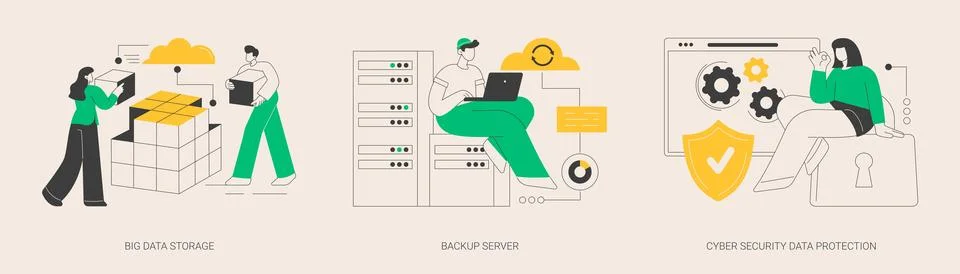 Data backup software abstract concept vector illustrations. Illustrazione stock