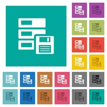 Data backup square flat multi colored icons Stockillustratie