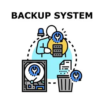 Data backup system maintaining files and hard drive Stock Illustration
