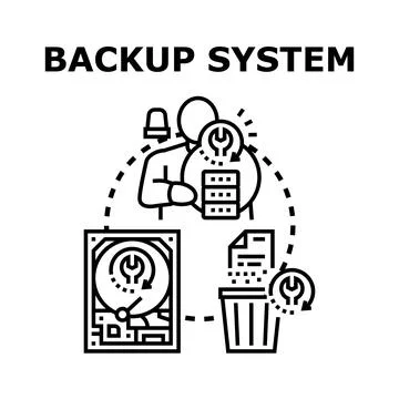 Data backup system maintaining files and hard drive Stock Illustration