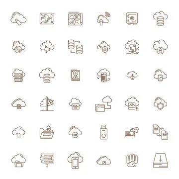 Data Backup Vector Icon Arsenal with 36 Retina Ready Bold Line Pixel Aligne.. Stock Illustration