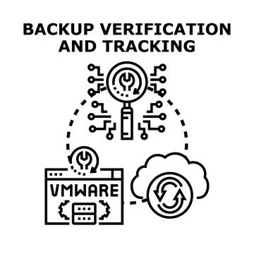 Data backup verification and tracking process monitoring Stock Illustration
