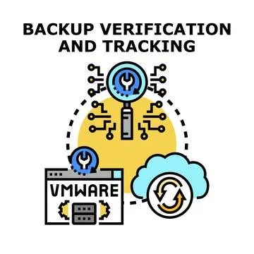 Data backup verification and tracking process monitoring Stock Illustration