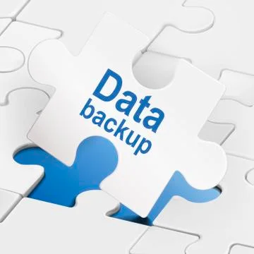 Data backup on white puzzle pieces 스톡 일러스트