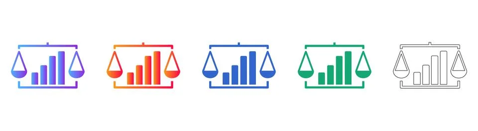 Data Balance Scale Chart Icon Set Stockillustratie