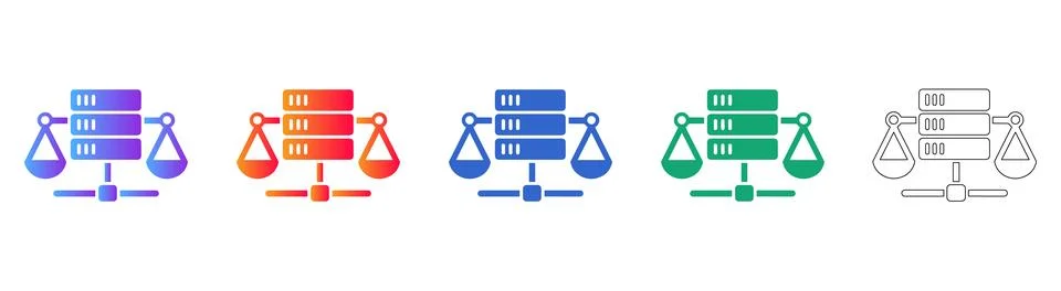Data Balancing and Server Scale Icons 库存插图