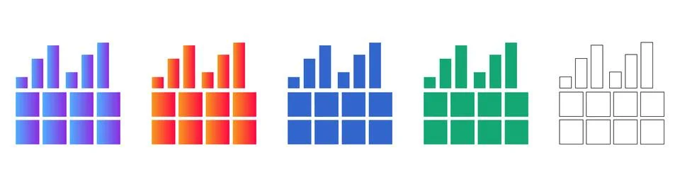 Data Bar Chart and Grid Analysis Icons Stock Illustration