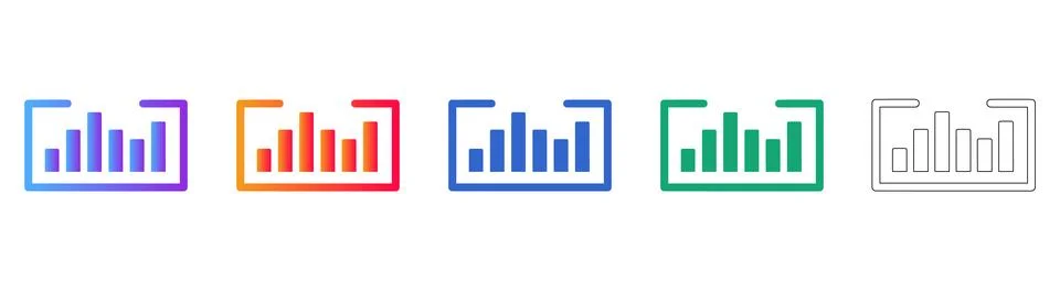 Data Bar Chart Frame Icon Set Stock Illustration
