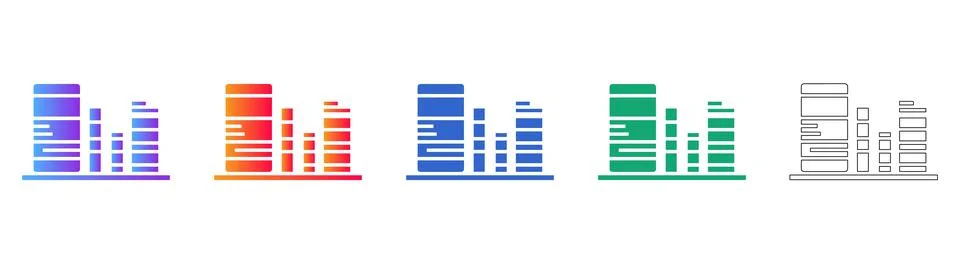 Data Bar Chart Icon Set for Analytics Stock Illustration