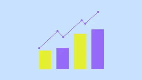 Data Bar Graph Growing Line 2d Animation with Alpha Matte Stock Footage 336161517