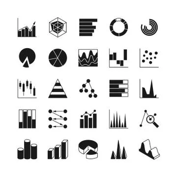 Data bar graphic and statistics charts vector icons. Growth line business Stockillustratie
