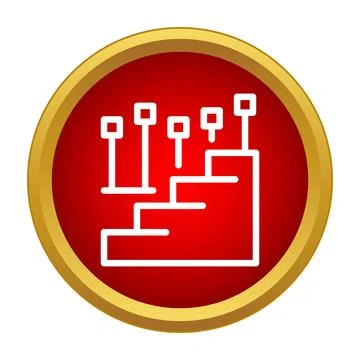 Data bars showing progress in a red circle icon Stockillustratie