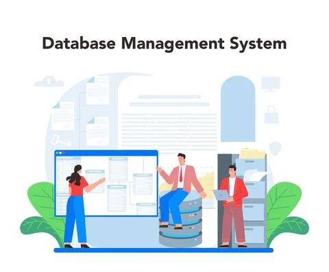 Data base administrator concept. Admin or manager working Stock Illustration