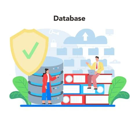Data base administrator concept. Admin or manager working Stock Illustration