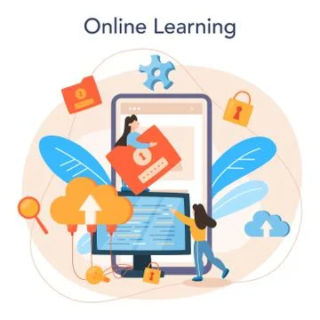 Data base administrator online service or platform. IT Illustrazione stock