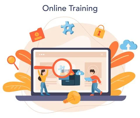 Data base administrator online service or platform. IT Illustrazione stock