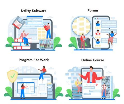 Data base administrator online service or platform set. Admin or manager 스톡 일러스트