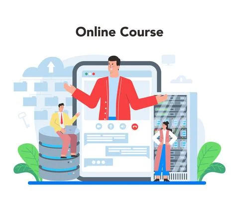 Data base administrator online service or platform. Admin or manager 스톡 일러스트